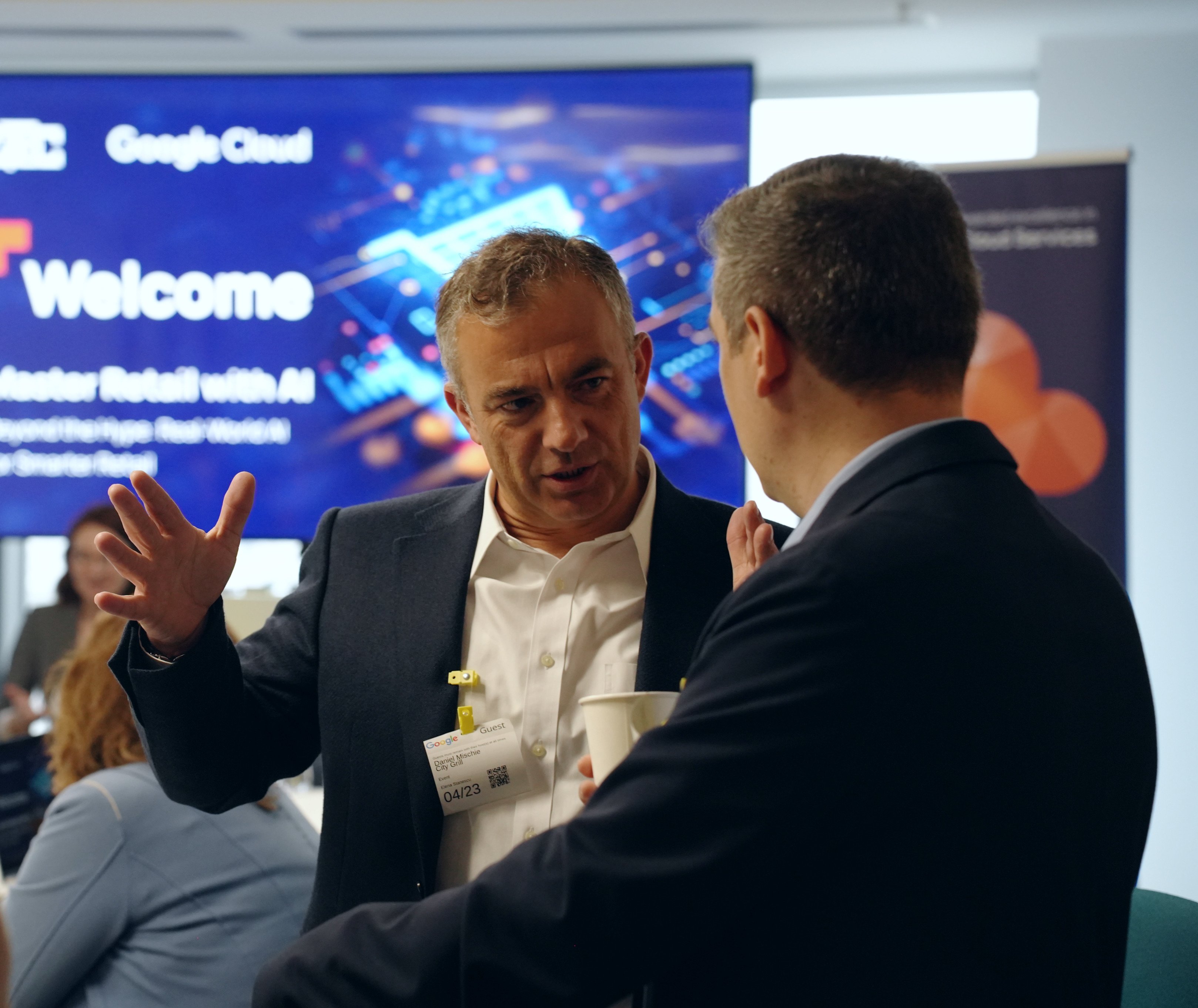 Attendees discussing post-event